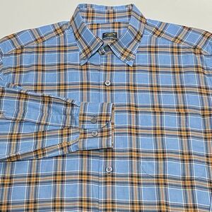 Solemare Maus & Hoffman Button-Down Shirt Men’s Large Blue Plaid Soft Cotton